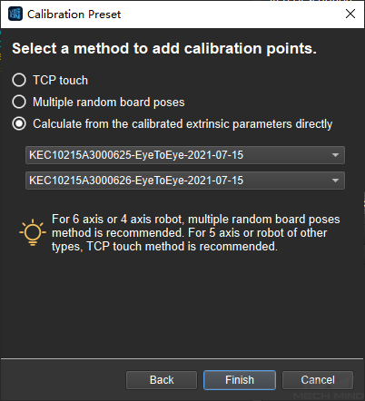 Select the method of adding calibration points