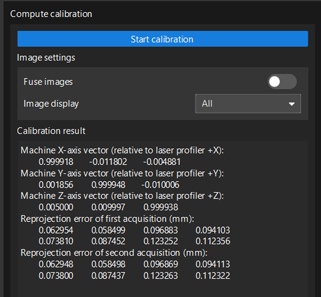 stitching calib result