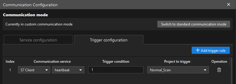 config custom trigger plc