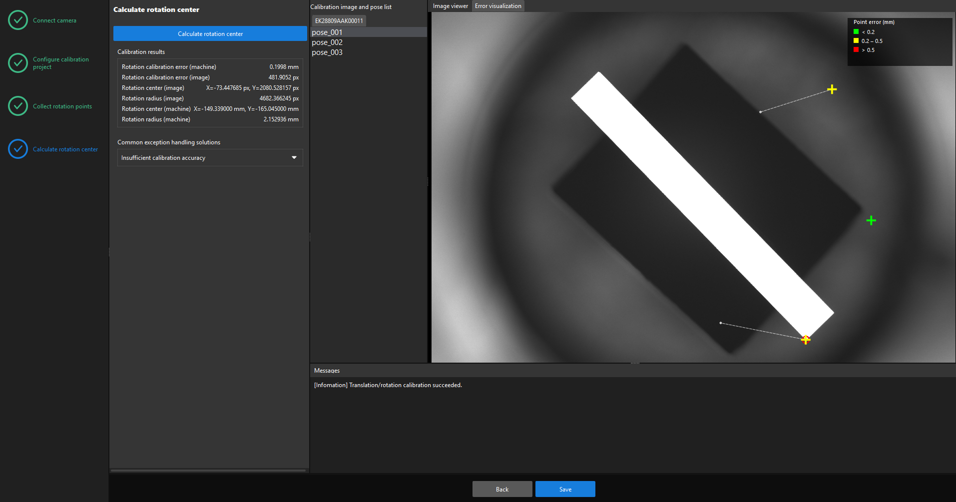 rotation calibration result