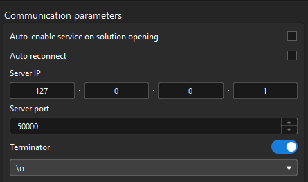 config custom tcp client com param