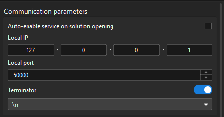 config custom tcp server com param