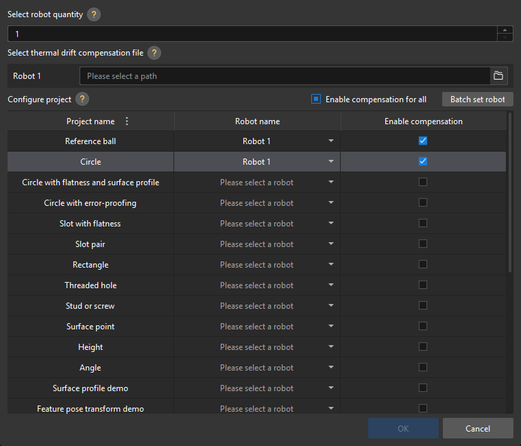thermal drift compensation tool