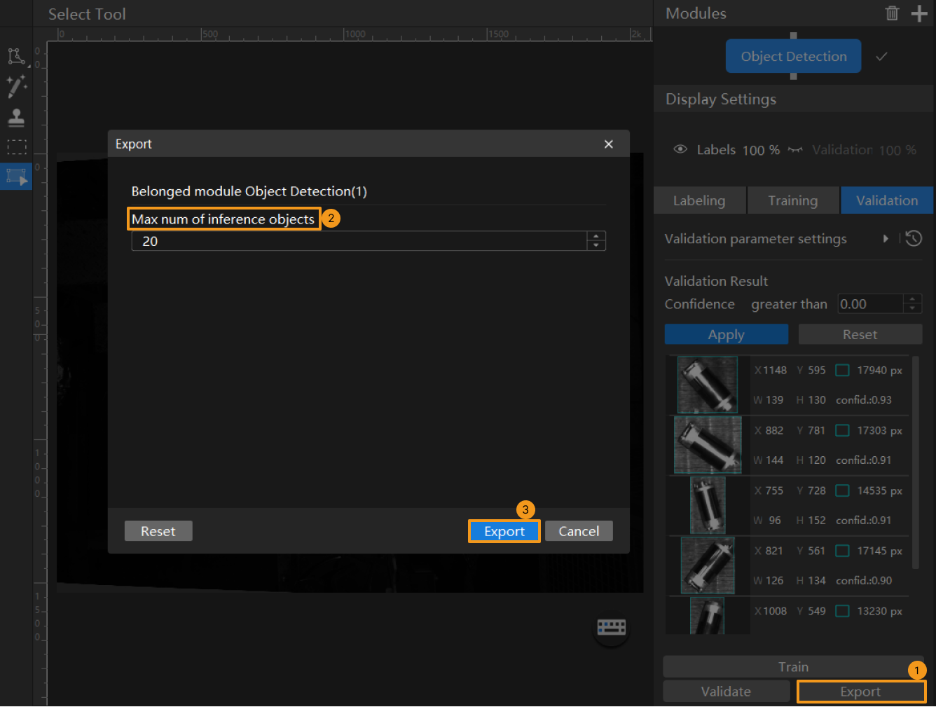 example projects export model