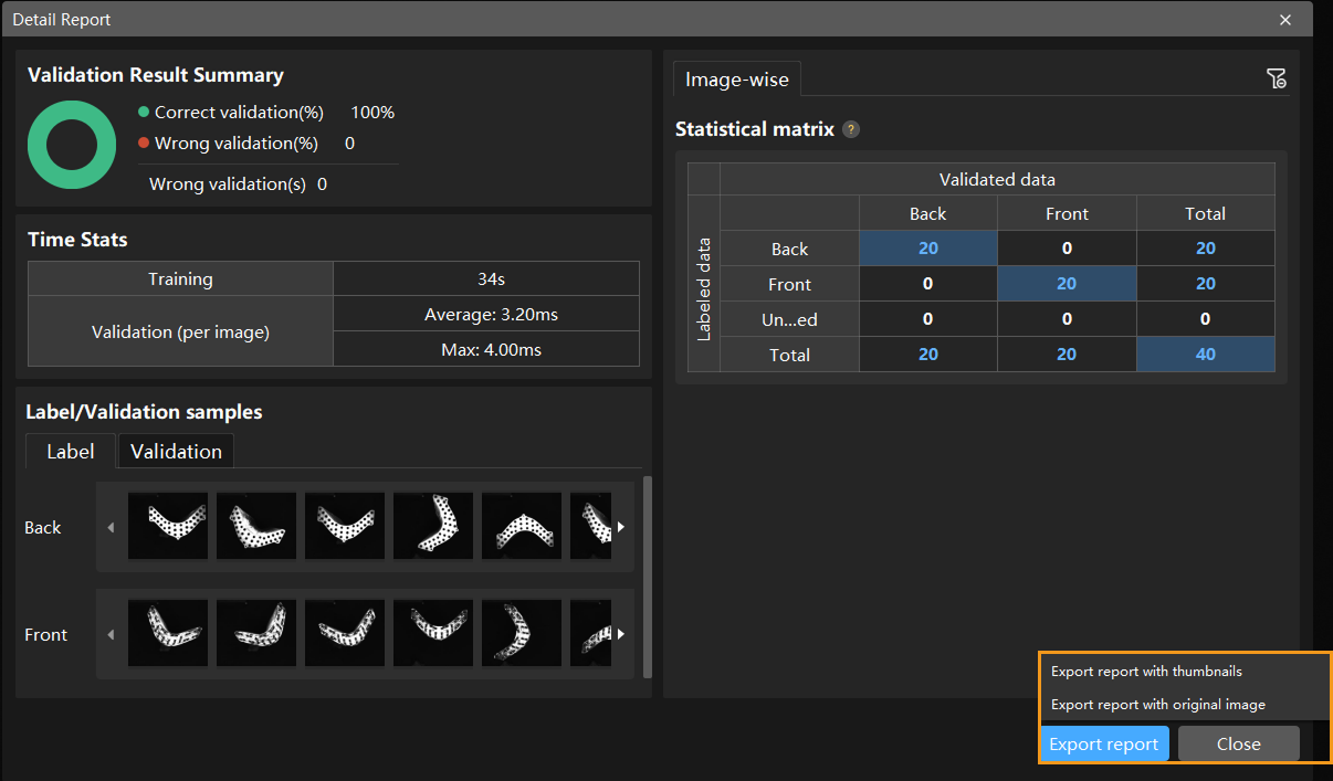 example projects export report