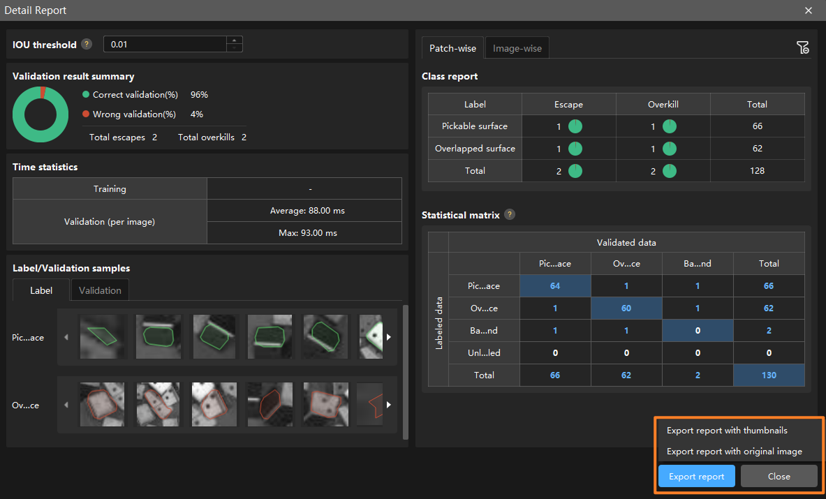 example projects export report