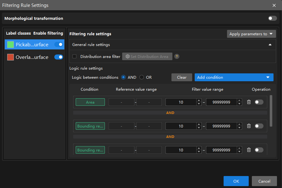 filtering rule settings
