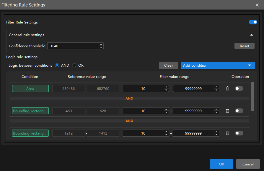 filtering rule settings