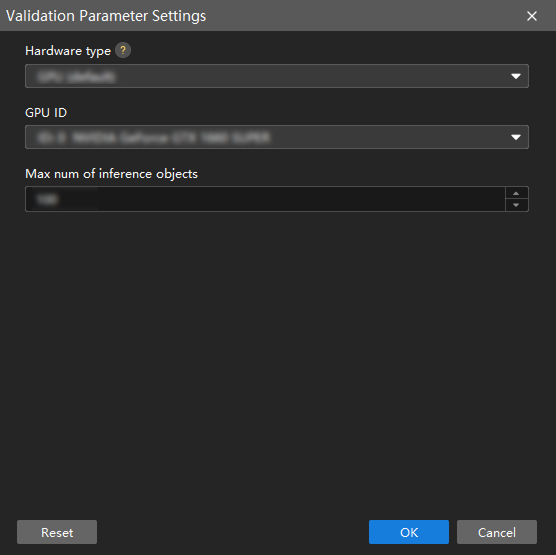 validation parameter configuration