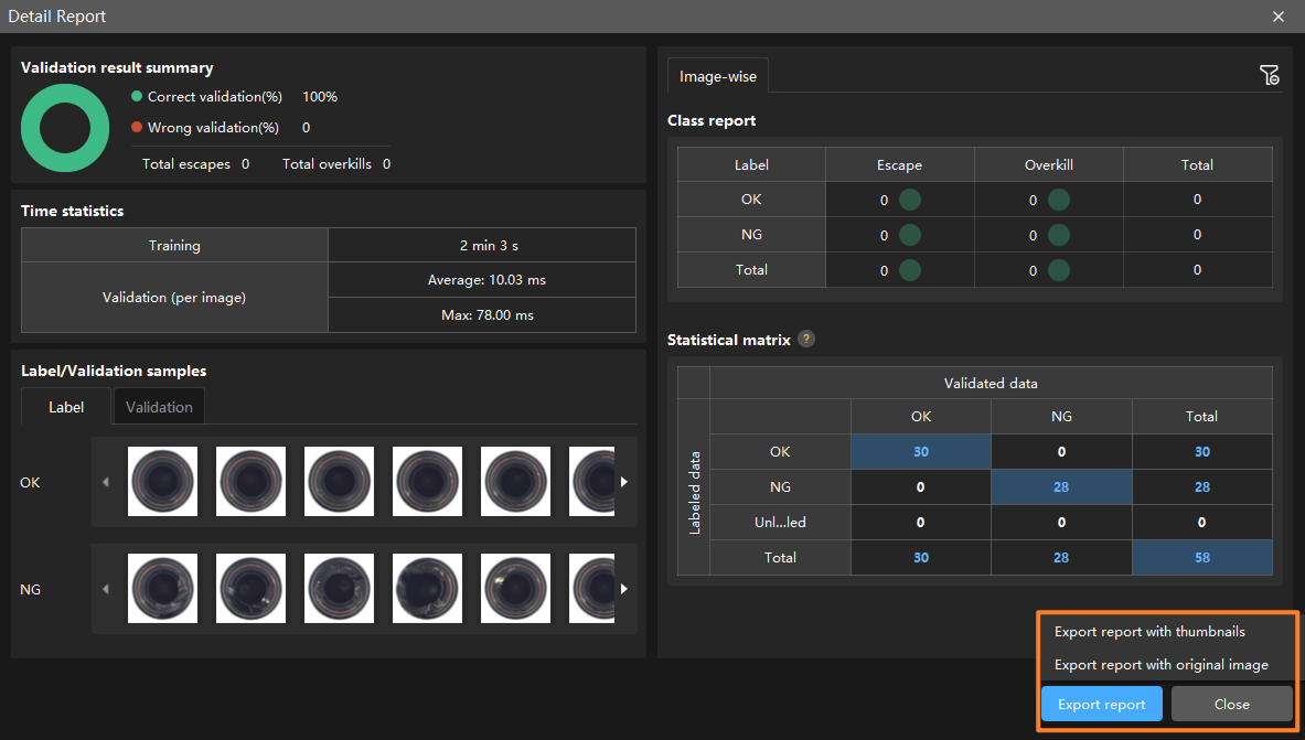 example projects export report