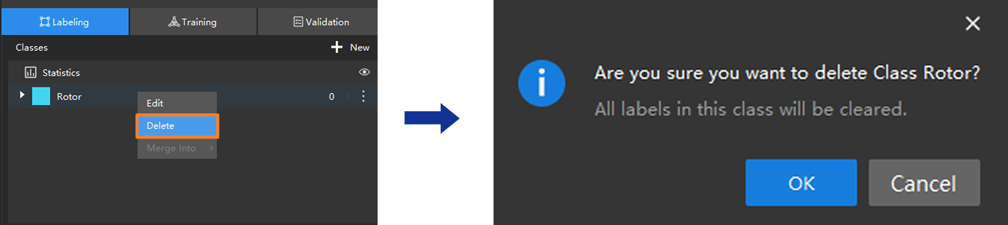 delete label 1