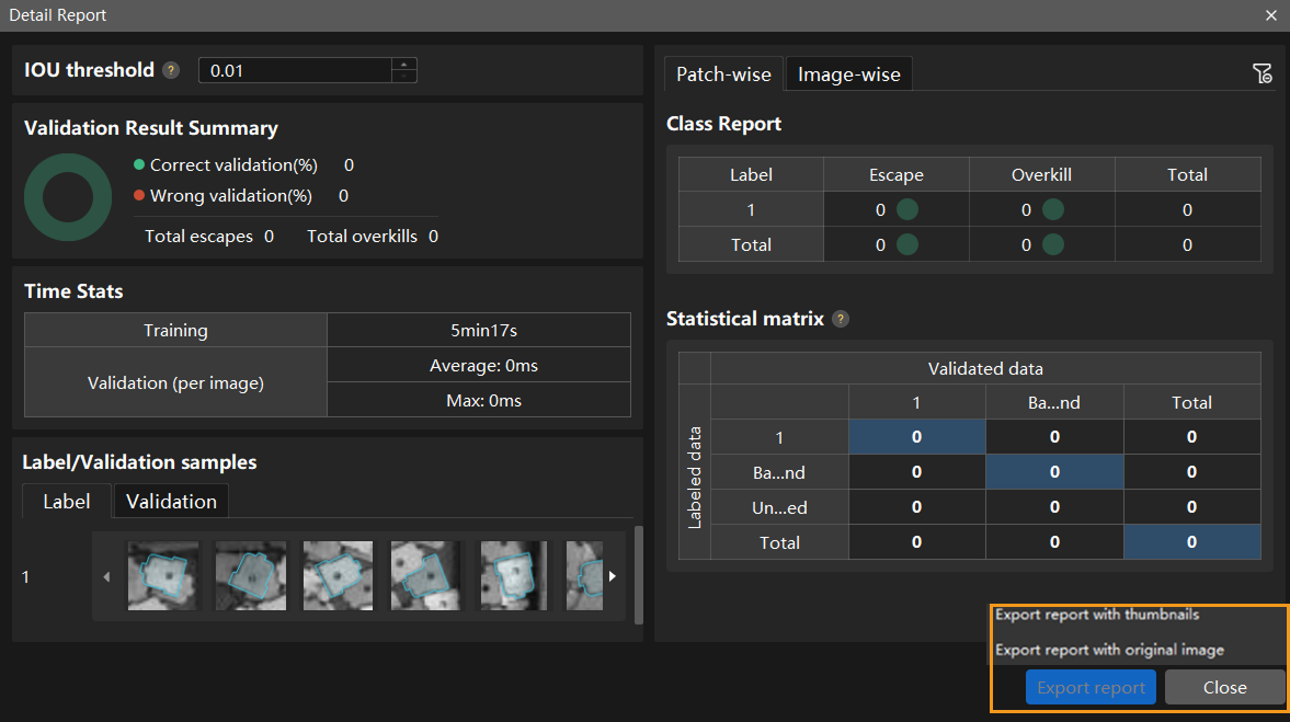 example projects export report
