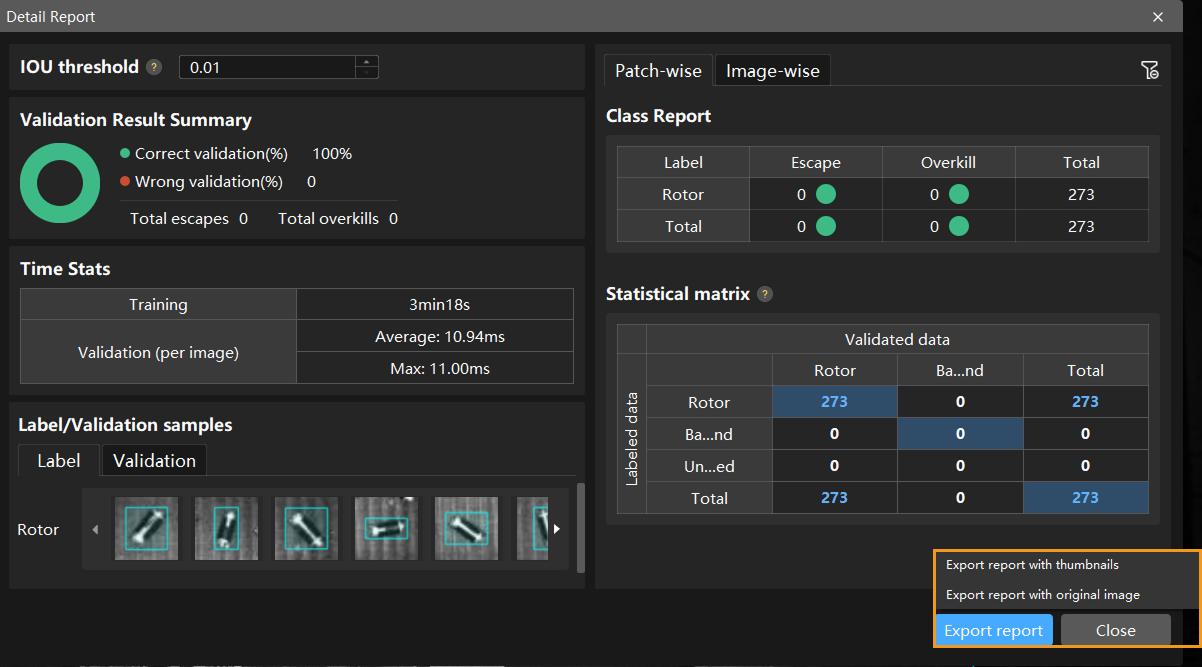 example projects export report