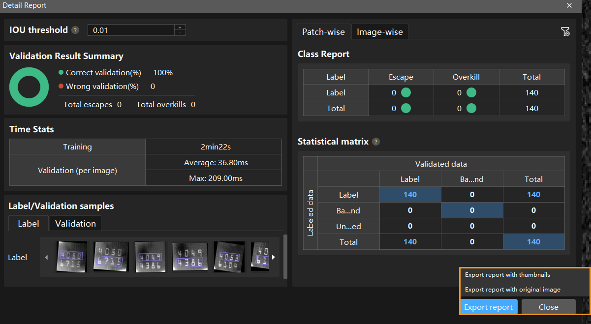 example projects export report