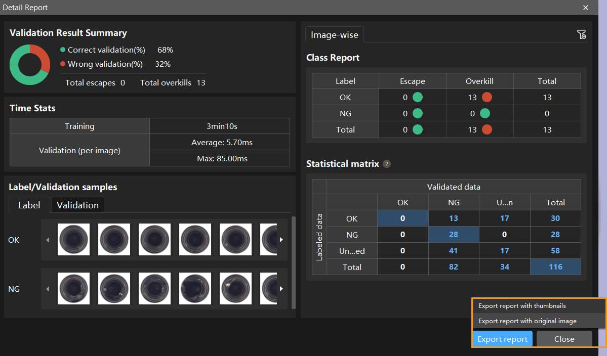 example projects export report