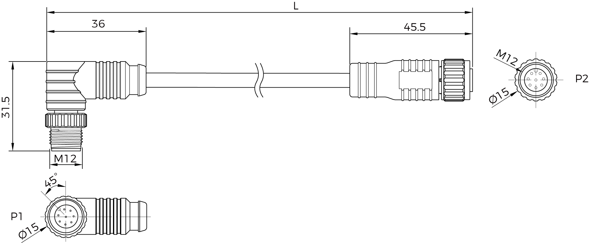 ethernet extension cable angled