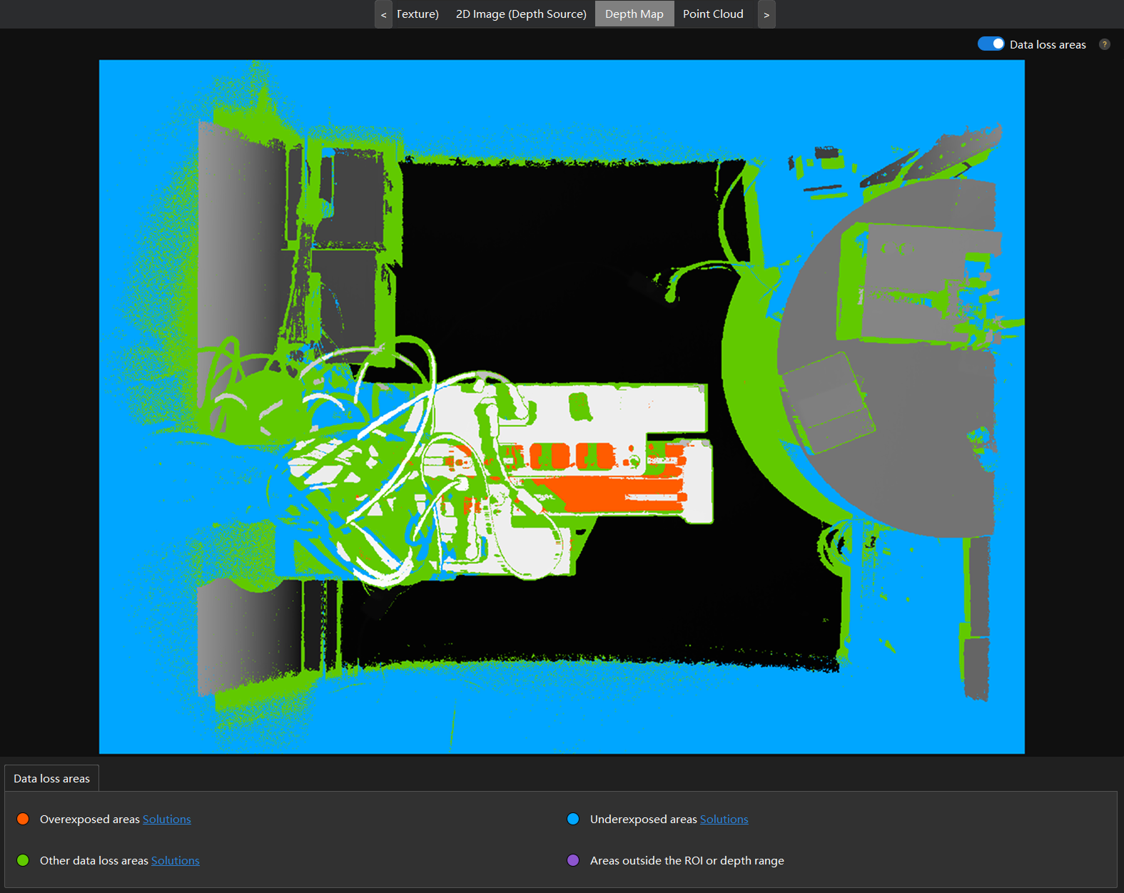 depth data loss areas