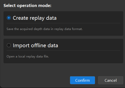 mode selection dialog