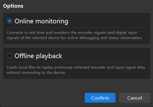 mode selection dialog