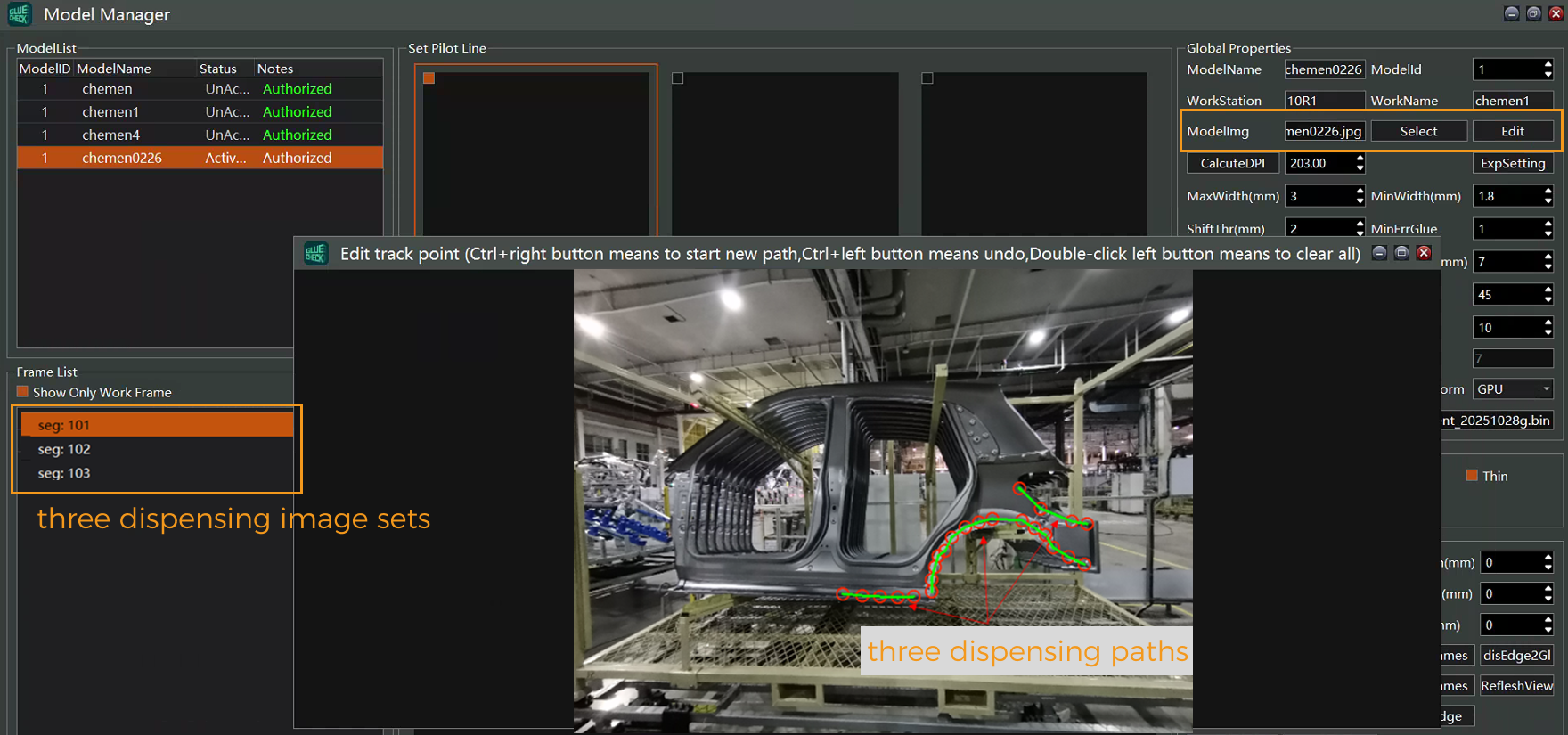 model creation settings