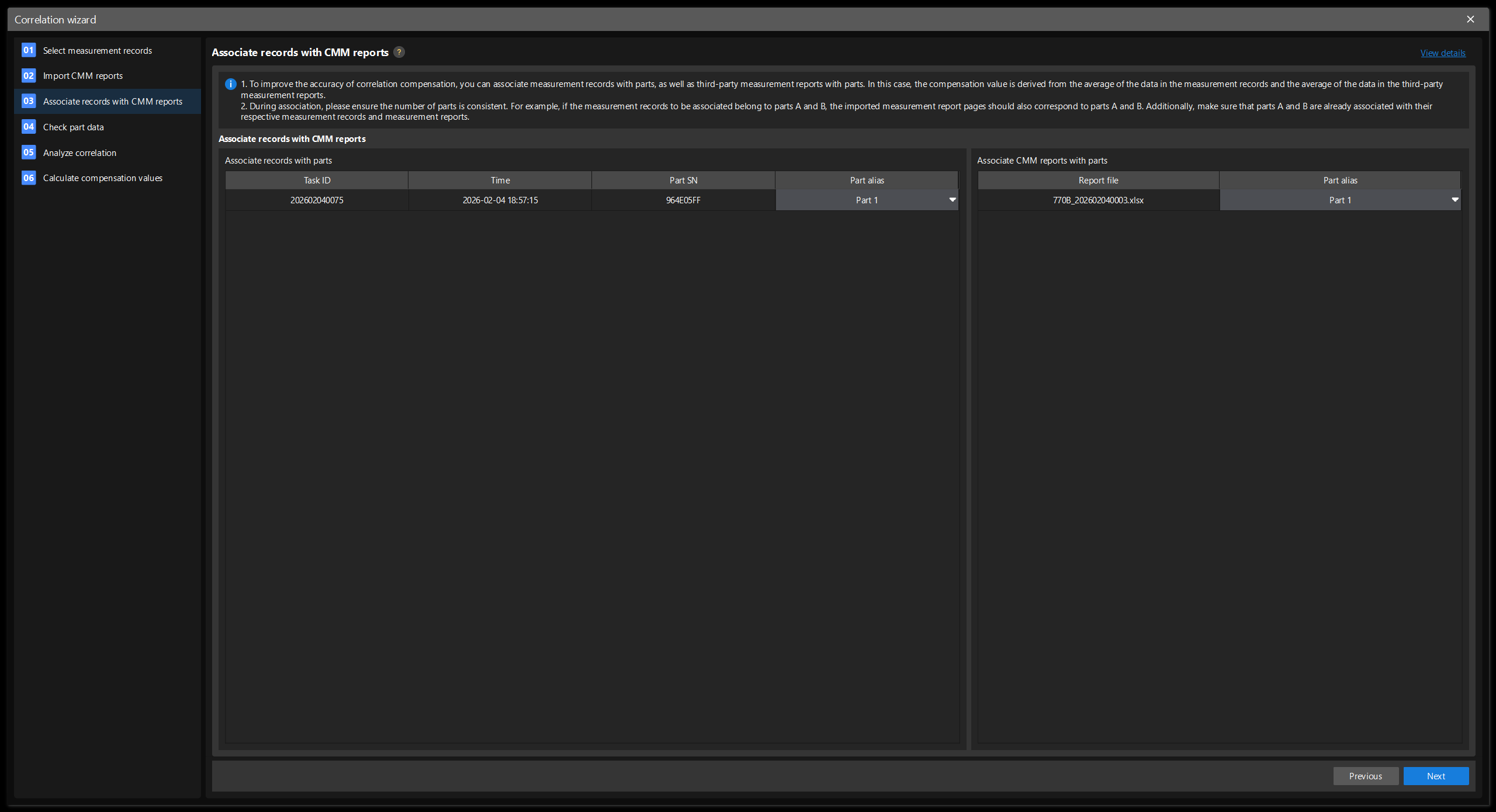 associate records with cmm