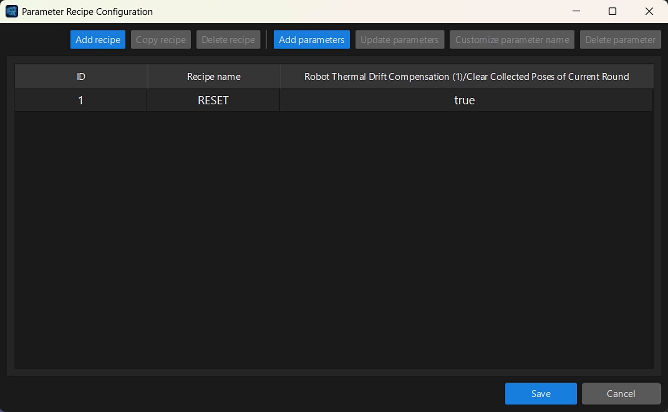 reset parameter recipe