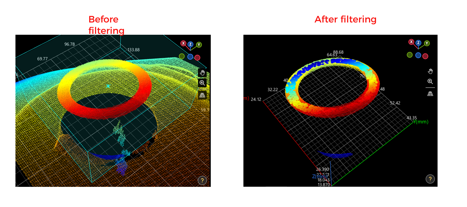 filter points by normals effects