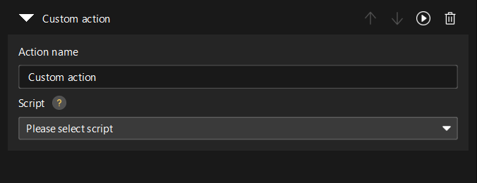 configure measurement start event custom action