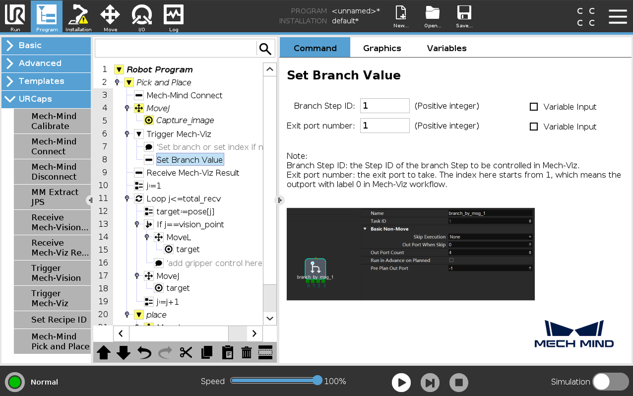 set brach value e