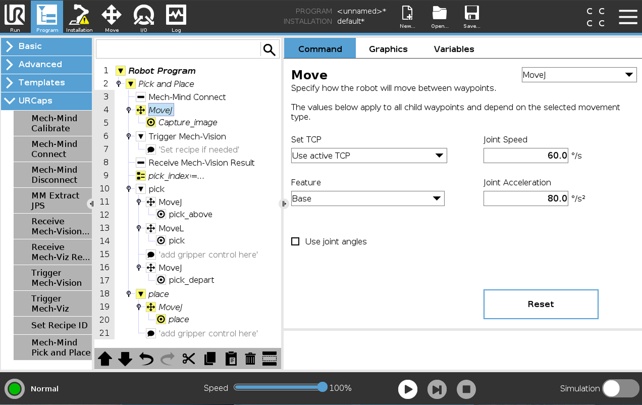 set movej capture e