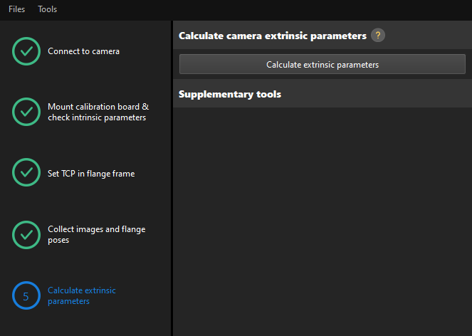 eth calib manual calculate extri tcp touch