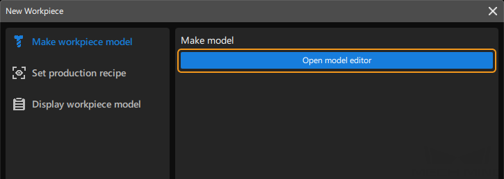 add new workpiece click model editor