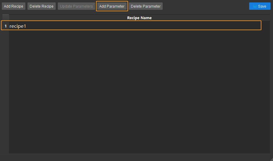 parameter recipe configuration add parameter