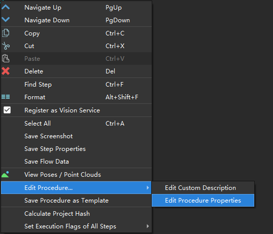 Open procedure parameters setting