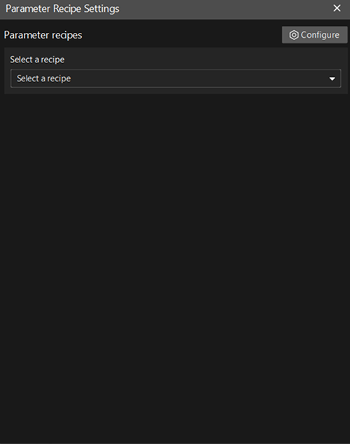 parameter recipe settings window