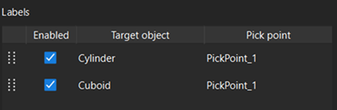 label from target object editor
