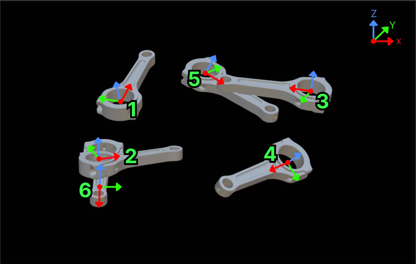 ascending by overlap ratio Z axis angle