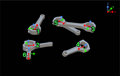 ascending by overlap ratio Z axis angle