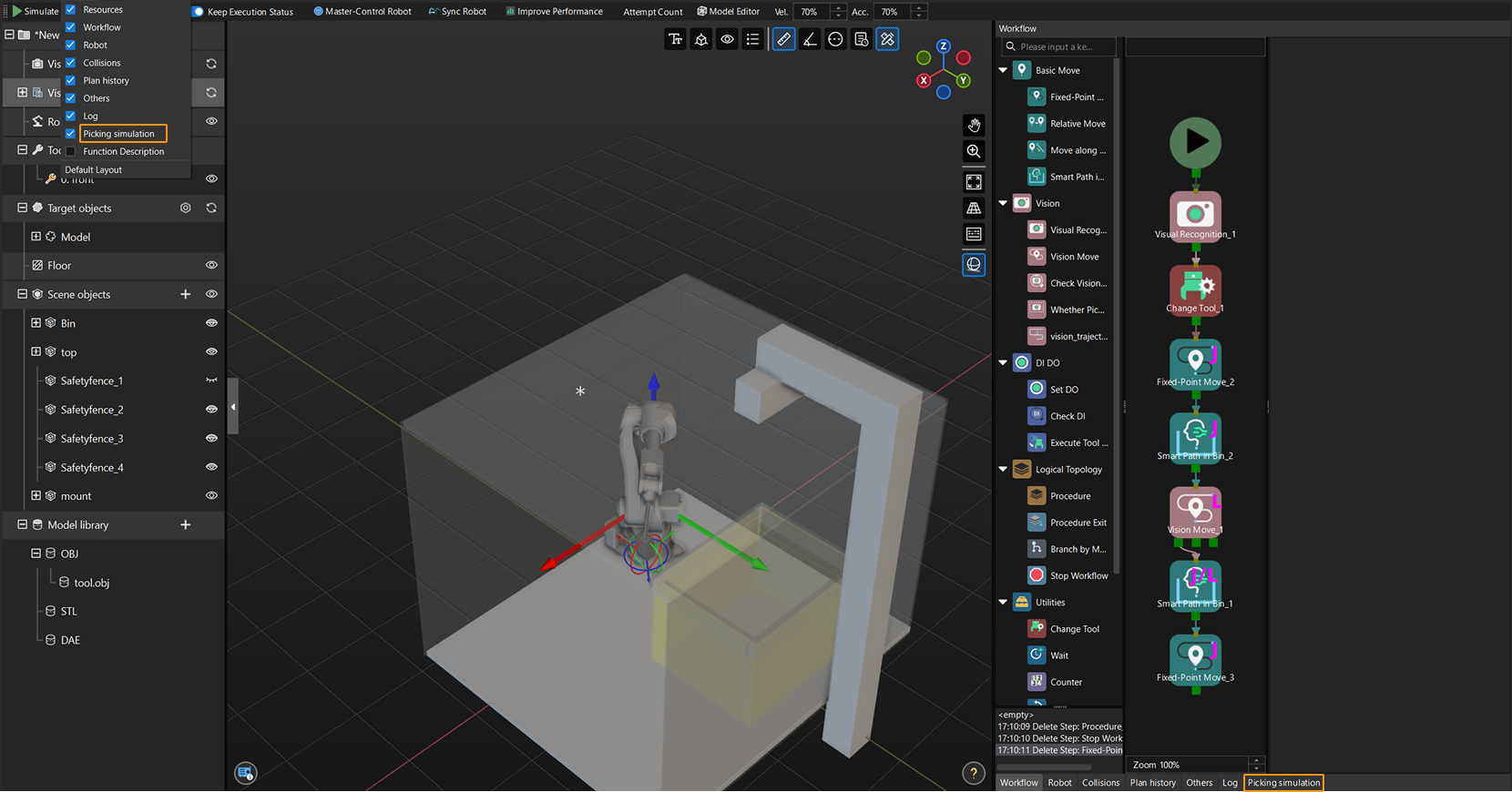 picking simulation tool interface