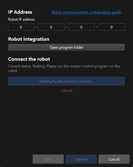 eih calib auto preset master control connect robot