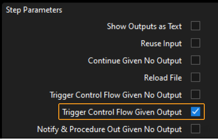 trigger control flow with output example 1