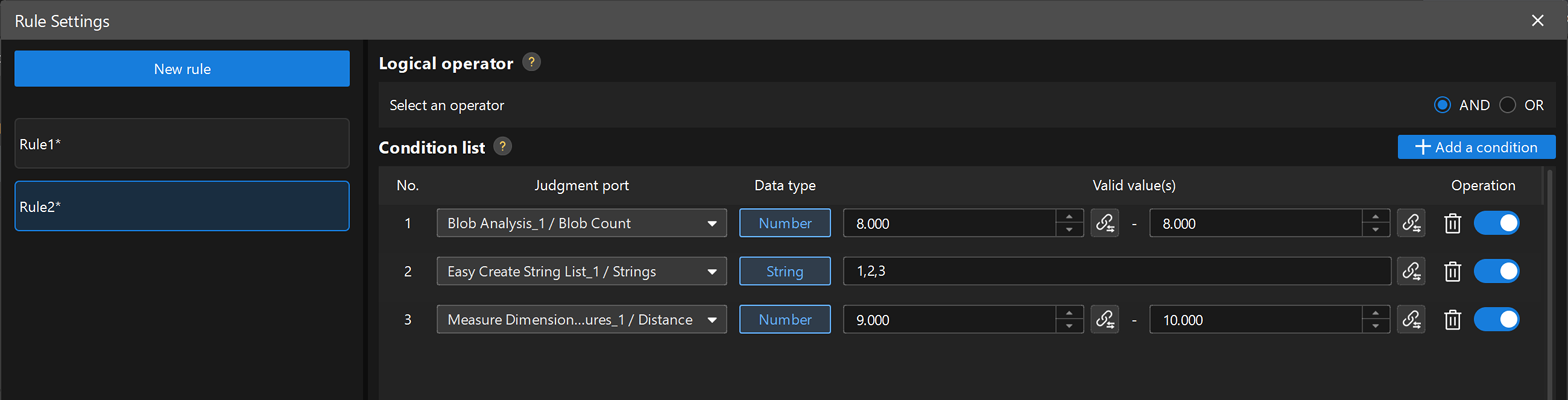 rule setting demo