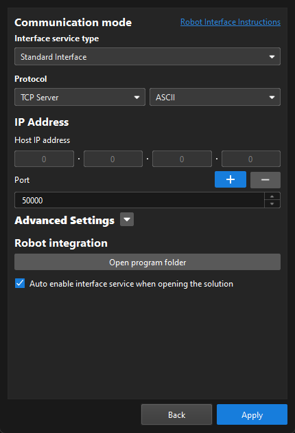 robot interface config