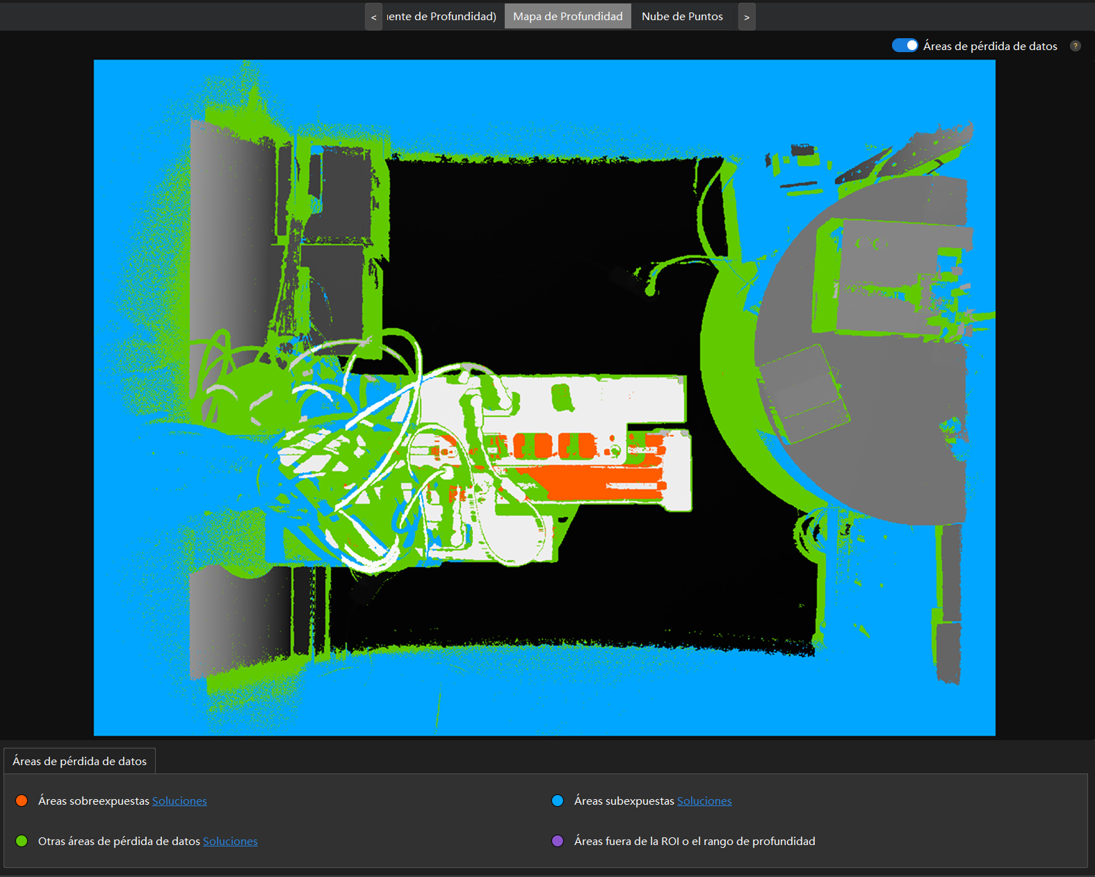 depth data loss areas