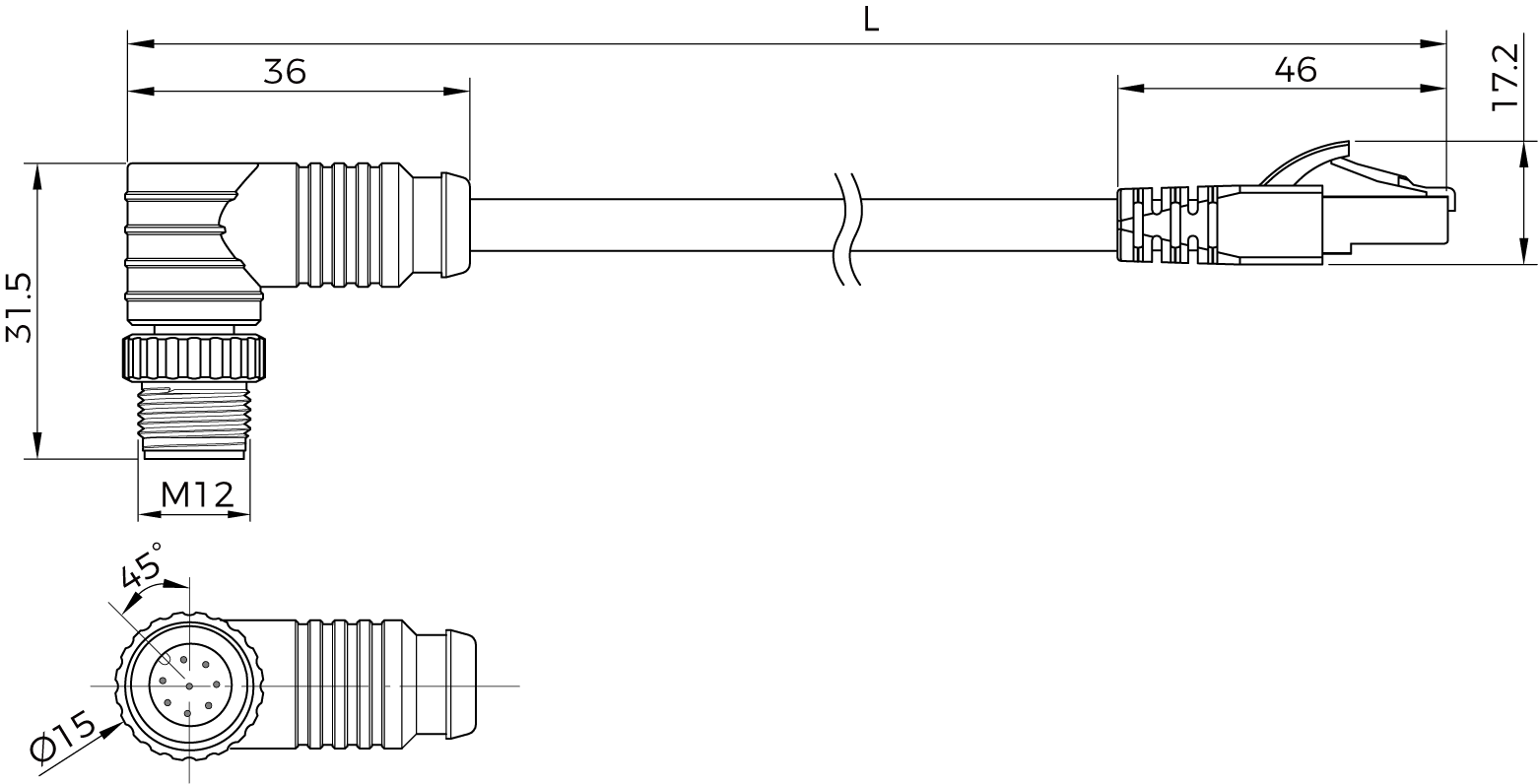 ethernet cable angled