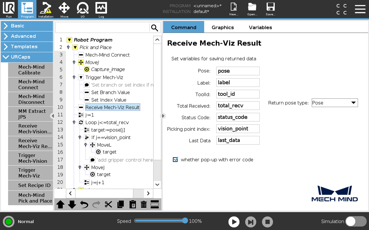 receive viz result e