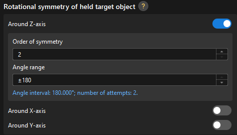 target object symmetry settings