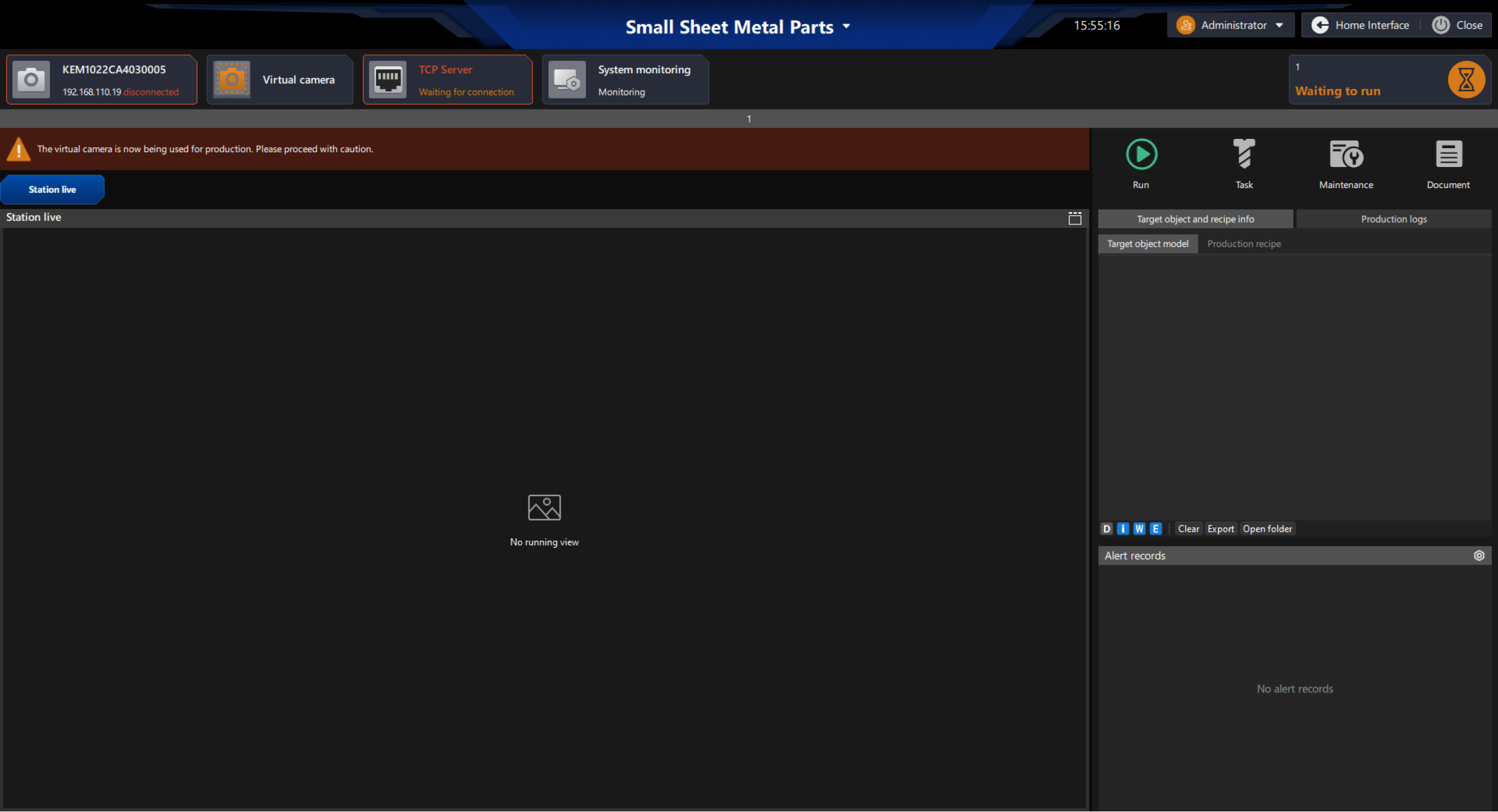 enter production interface