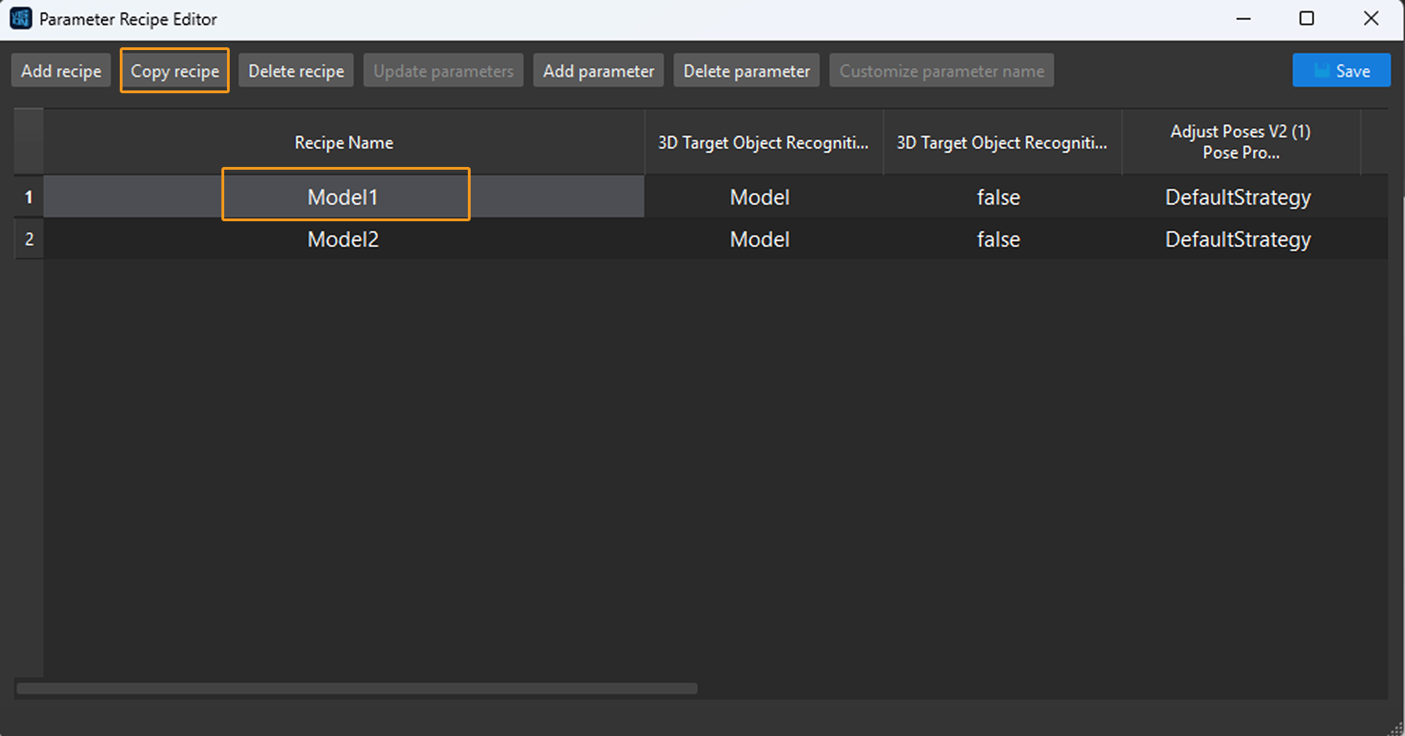 select recipe to copy