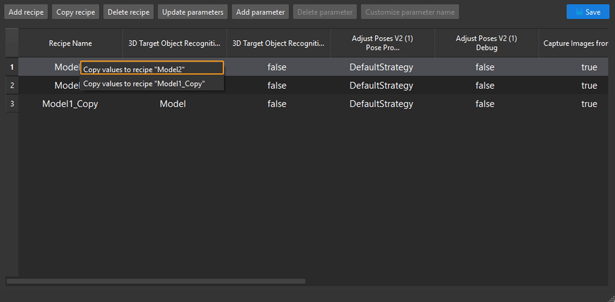 select recipe to sync